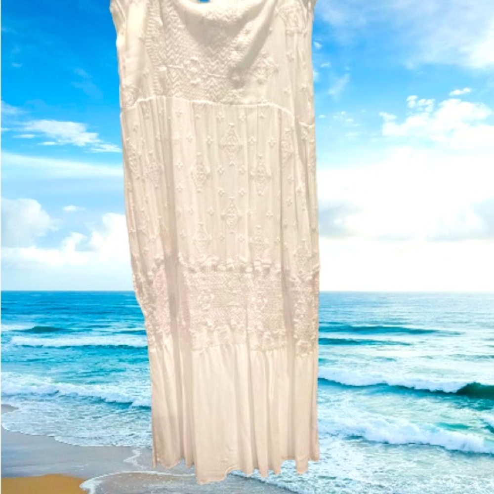 Flowers of Romance long embroidered white skirt.  Size XS